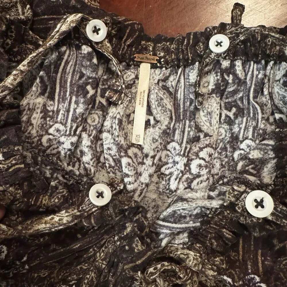 Free People Womens So Divine Romper Off the Shoulder Paisley Smocked XS